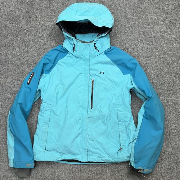 Under Armour Jacket Womens XL Blue Hooded ColdGear RECCO Ski Snow Winter Coat - Picture 1 of 14